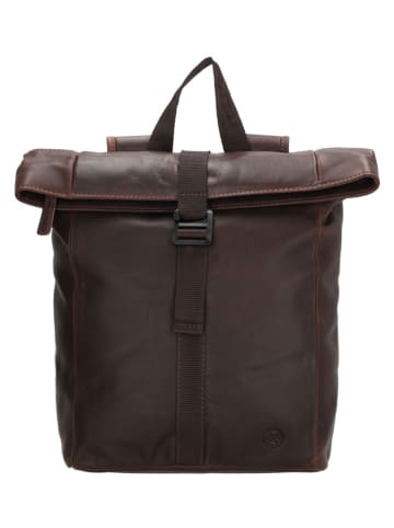 HIDE & STITCHES Leder-Rucksack "Japura" in Dunkelbraun - (B)24 x (H)33 x (T)10 cm