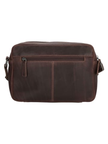 HIDE & STITCHES Leren schoudertas "Japura" donkerbruin - (B)23,5 x (H)16 x (D)8 cm