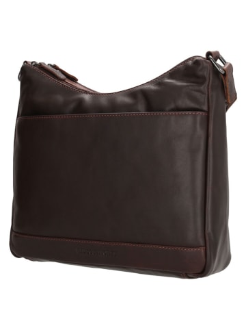 HIDE & STITCHES Leder-Umhängetasche "Japura" in Dunkelbraun - (B)31 x (H)21 x (T)9 cm