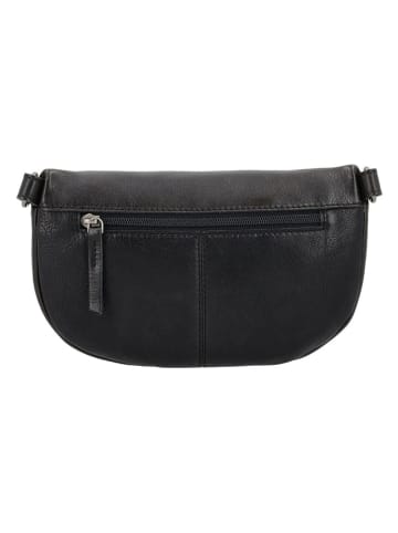 HIDE & STITCHES Leder-Brustbeutel in Schwarz - (H)13 x (T)11 cm