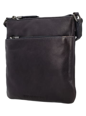 HIDE & STITCHES Leren schoudertas "Porto" zwart - (B)20 x (H)18 x (D)2 cm