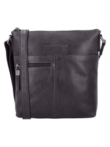 HIDE & STITCHES Leren schoudertas "Porto" zwart - (B)23 x (H)23 x (D)4 cm