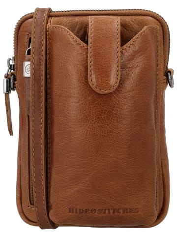 HIDE & STITCHES Skórzana torebka w kolorze jasnobrązowym na telefon - 13 x 19 x 2 cm
