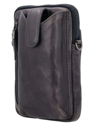 HIDE & STITCHES Skórzana torebka "Porto" w kolorze czarnym na telefon - 13 x 19 x 2 cm