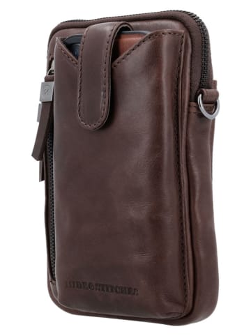 HIDE & STITCHES Leder-Handytasche "Porto" in Dunkelbraun - (B)13 x (H)19 x (T)2 cm