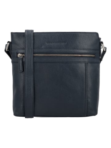 HIDE & STITCHES Leder-Umhängetasche in Dunkelblau - (B)26 x (H)26 x (T)8 cm