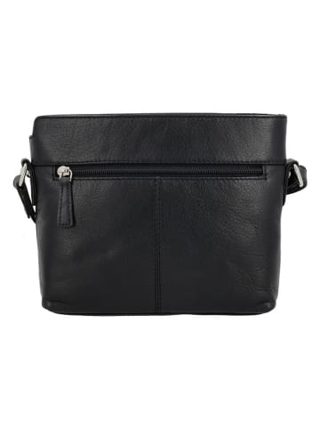 HIDE & STITCHES Leder-Umhängetasche in Schwarz - (B)21 x (H)18 x (T)5 cm