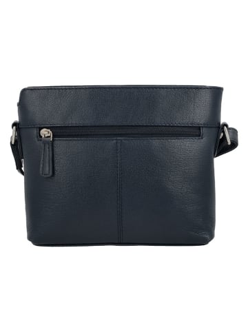 HIDE & STITCHES Leder-Umhängetasche in Dunkelblau - (B)21 x (H)18 x (T)5 cm