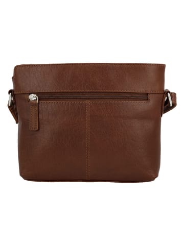 HIDE & STITCHES Leder-Umhängetasche in Braun - (B)21 x (H)18 x (T)5 cm