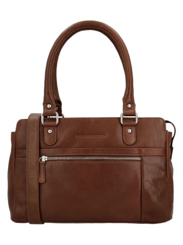 HIDE & STITCHES Leder-Henkeltasche in Hellbraun - (B)27 x (H)19 x (T)8 cm