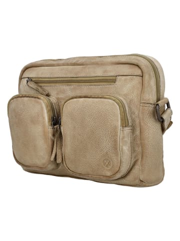 HIDE & STITCHES Leder-Umhängetasche in Beige - (B)27 x (H)20 x (T)6 cm