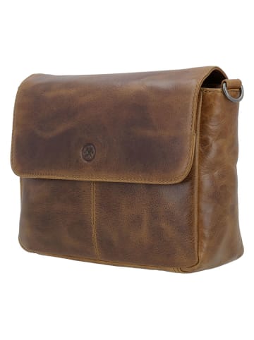HIDE & STITCHES Leder-Umhängetasche in Hellbraun - (B)24 x (H)17 x (T)7 cm