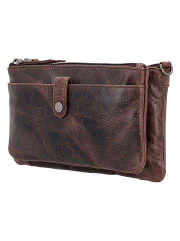HIDE & STITCHES Leder-Umhängetasche in Braun - (B)24 x (H)14 x (T)2 cm