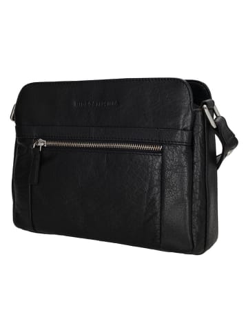 HIDE & STITCHES Leder-Umhängetasche in Schwarz - (B)20 x (H)26 x (T)8 cm