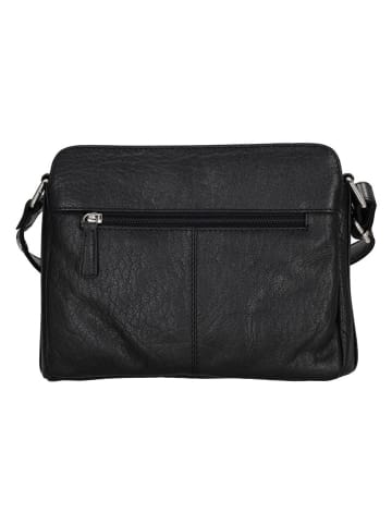 HIDE & STITCHES Leder-Umhängetasche in Schwarz - (B)20 x (H)26 x (T)8 cm