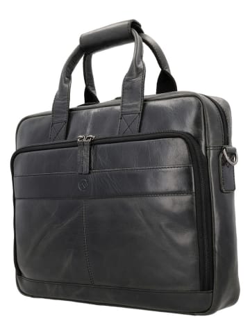 HIDE & STITCHES Leder-Businesstasche in Schwarz - (B)39,5 x (H)30 x (T)7 cm
