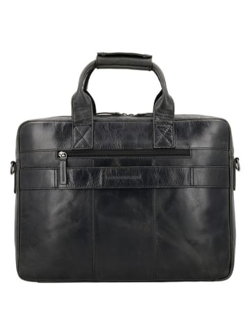 HIDE & STITCHES Skórzana aktówka w kolorze czarnym - 39,5 x 30 x 7 cm