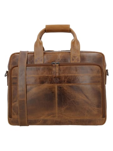 HIDE & STITCHES Leren businesstas lichtbruin - (B)39,5 x (H)5 x (D)7 cm