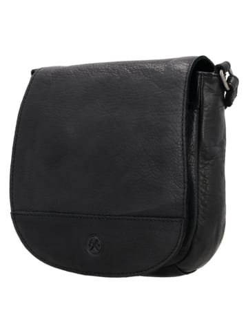 HIDE & STITCHES Leren schoudertas "Paint Rock" zwart - (B)20 x (H)19,5 x (D)4 cm