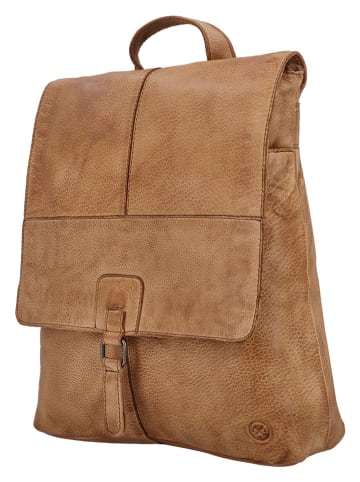 HIDE & STITCHES Leder-Rucksack in Hellbraun - (B)29 cm x (H)34 cm x (T)8 cm