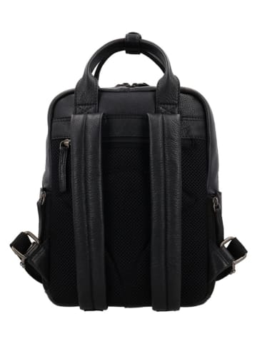 HIDE & STITCHES Leder-Rucksack "Paint Rock" in Schwarz - (B)21,5 x (H)29,5 x (T)10 cm
