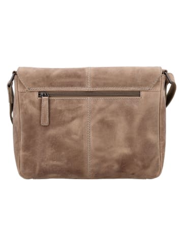 HIDE & STITCHES Leren schoudertas "Idaho" taupe - (B)27 x (H)21 x (D)7 cm