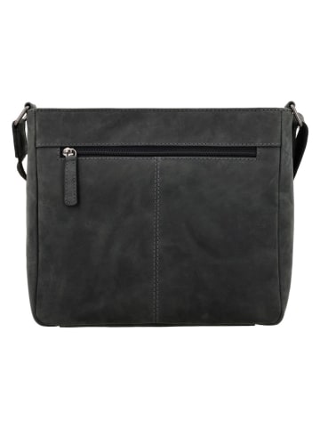 HIDE & STITCHES Leder-Umhängetasche "Idaho" in Schwarz - (B)27 x (H)23 x (T)7 cm