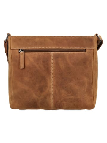HIDE & STITCHES Leder-Umhängetasche "Idaho" in Camel - (B)27 x (H)23 x (T)7 cm