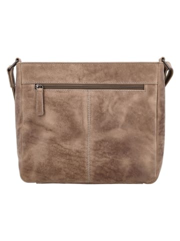 HIDE & STITCHES Leder-Umhängetasche "Idaho" in Hellbraun - (B)27 x (H)23 x (T)7 cm