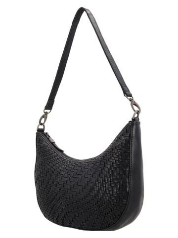 HIDE & STITCHES Leder-Schultertasche in Schwarz - (B)26 x (H)16 x (T)6,5 cm