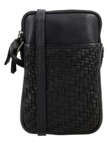 HIDE & STITCHES Leren smartphonetas "Inspired by illusion" zwart - (B)12 x (H)20 x (D)4 cm