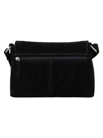 HIDE & STITCHES Leder-Umhängetasche "Brazos" in Schwarz - (B)24,5 x (H)16 x (T)5,5 cm