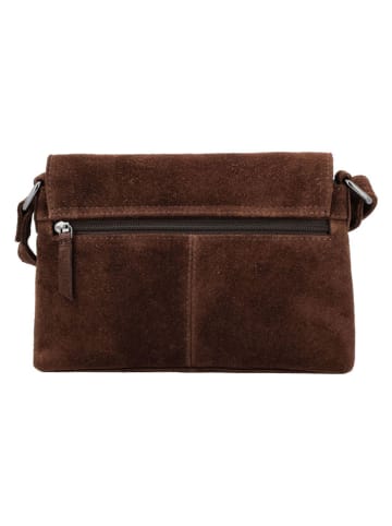 HIDE & STITCHES Leder-Umhängetasche "Brazos" in Braun - (B)24,5 x (H)16 x (T)5,5 cm