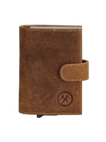 HIDE & STITCHES Leder-Geldbörse in Hellbraun - (B)8 x (H)10 x (T)2 cm
