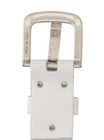 HIDE & STITCHES Leder-Gürtel in Weiß - (L)115 cm