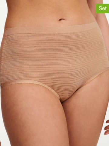 Chantelle Pełne figi high waist (2 pary) w kolorze beżowym
