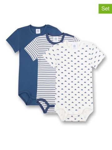 Sanetta 3-delige set: rompers donkerblauw/wit