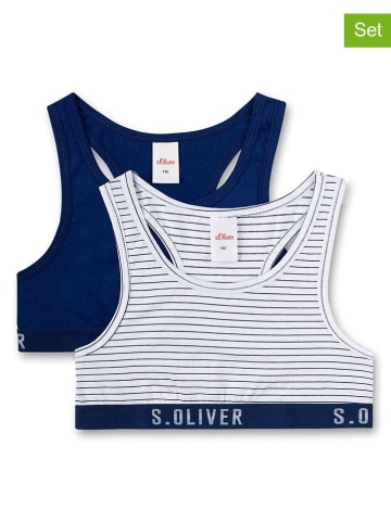 Sanetta 2-delige set: bustiers donkerblauw/wit