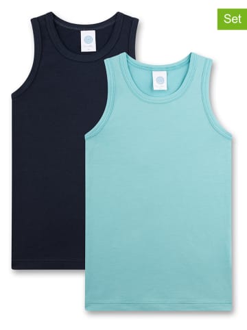 Sanetta 2-delige set: hemdjes donkerblauw/lichtblauw