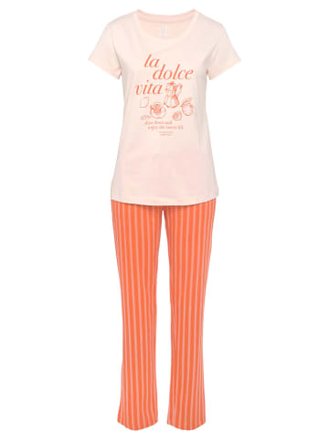 Vivance Pyjama in Rosa/ Orange