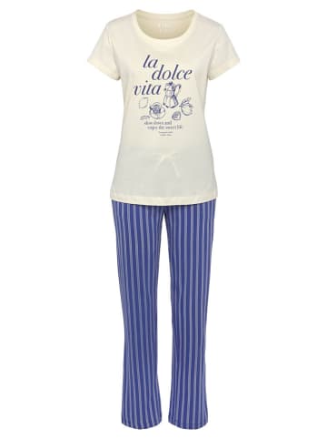 Vivance Pyjama in Weiß/ Blau