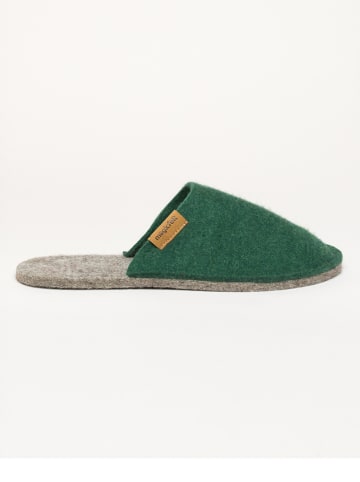 kitz-pichler Wollfilz-Hausschuhe "Magicfelt Magic Travel" in Grün/ Grau