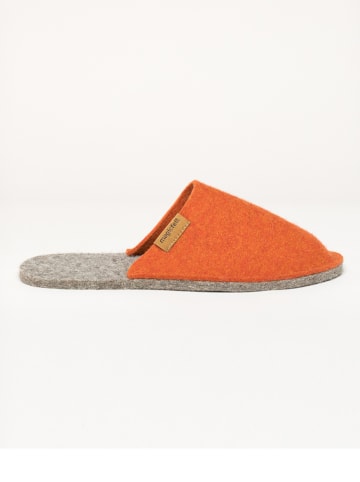 kitz-pichler Wollfilz-Hausschuhe "Magicfelt Magic Travel" in Orange/ Grau
