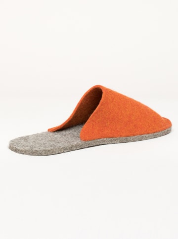 kitz-pichler Wollfilz-Hausschuhe "Magicfelt Magic Travel" in Orange/ Grau