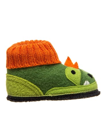 kitz pichler Hüttenschuhe "Dago" in Grün/ Orange