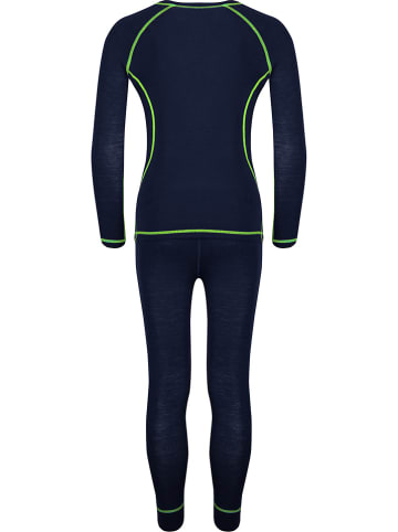 Trollkids 2-delige functionele ondergoedset "Kids Merino Baselayer" donkerblauw