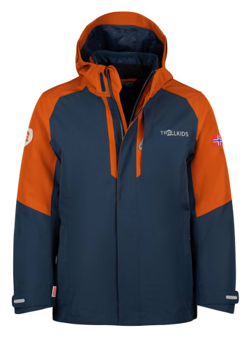 Trollkids 3in1-Funktionsjacke "Skanden" in Dunkelblau/ Orange