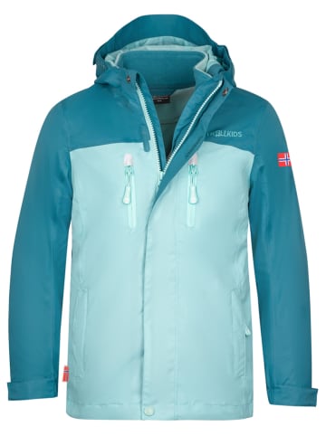Trollkids 3in1-Funktionsjacke "Bryggen" in Türkis