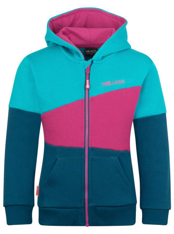 Trollkids Sweatjacke "Alesund" in Türkis/ Pink/ Blau