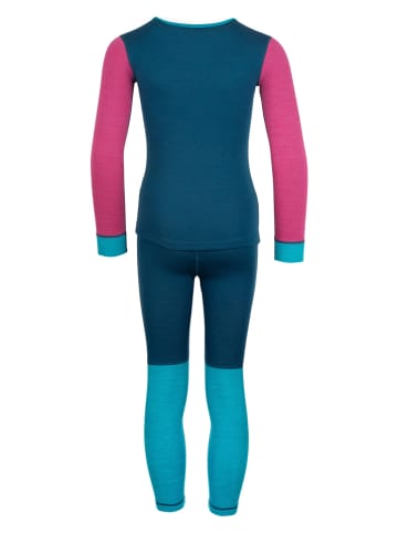 Trollkids 2-delige functionele ondergoedset "Merino" turquoise/donkerblauw